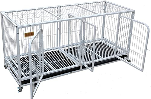 Pet's Home， Hundekäfig – robuste Hundebox, stabile Haustierhütte aus Metall, reißfestes Vierkantrohr mit 4 feststellbaren Rädern und abnehmbarem Tablett for große Hunde, 95 * 65*