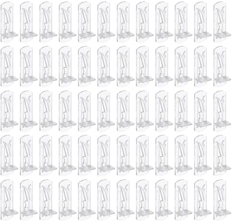 PATIKIL Regalstützstifte mit Verriegelung, 60 Stück Kunststoff-Regalstifte Transparente Selbstverriegelnde Regalhalter Clips für 5mm Durchmesser Stiftloch 5/8 Zoll (16mm) Dicke Regal