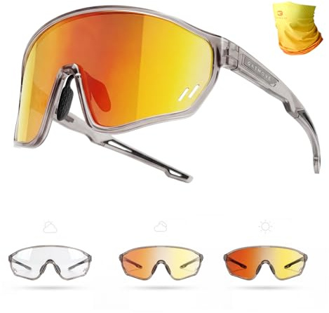gatmove Fahrradbrille Selbsttönend Sonnenbrille -Orange-Rot Verlauf