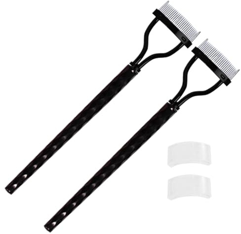 Peine de pestañas de metal, peine de pestañas de ojos | 2 paquete de dientes de metal con pestañas formadoras con cubierta,Desfrazar la herramienta cosmética de cejas, suministros de maquillaje para m