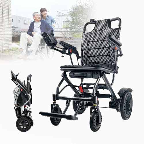 Silla De Ruedas EléCtrica Ligera Y Plegable Para Adultos, De Fibra De Carbono Y AleacióN De Aluminio, Elegante, Compacta, Motorizada, PortáTil,Homologada Por AerolíNeas.,6AH