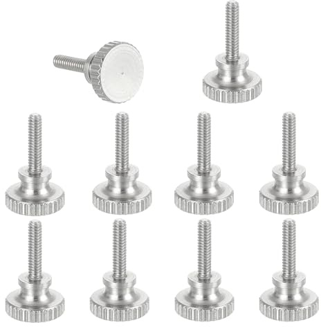 sourcing map M2x8mm Vernier Caliper Screws, 304 Stainless Steel Flat Head Shoulder Thumb Screws Metric Diamond Knurled Head Bolts Grip Knobs Hand Tighten Thread Fasteners Position, 10 Pcs