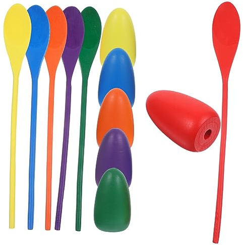 SUPVOX 6pcs Wooden Balancing Training Toy Egg and Spoon Game for Kids Outdoor Sensory Development and Relay Race Game Educational Tool for Toddlers