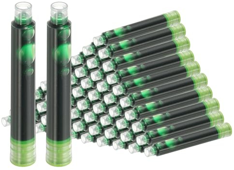 PATIKIL 60 Piezas De Cartuchos De Tinta Para Pluma Estilográfica, Diámetro Interior De 3.4mm Cartuchos De Tinta Estándar Internacional Para Escritura De Negocios, Verde Claro