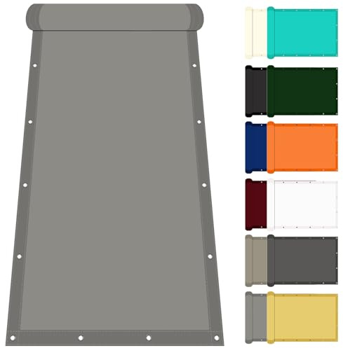 Toldo Vela Impermeable Rectangular 190 x 370 cm Protección Rayos UV Toldo de Sol para Jardín Resistente Al Agua Viento para Terraza Balcon Exteriores Jardín, Gris Claro