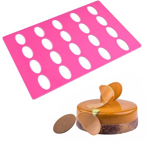 TOPBSFARNY Molde de silicona para chocolate con encaje hueco para fondant, molde para tartas con chispas de chocolate, herramientas de repostería, decoración de postres (patrón ovalado)