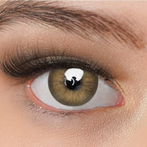 Kontaktlinsen farbig braun ohne Stärke stark deckend Charmiga Roma Brown | Natürliche Jahreslinsen 2 Stück mit Behälter, weiche Farblinsen 0.00 Dioptrien, 14.20 mm