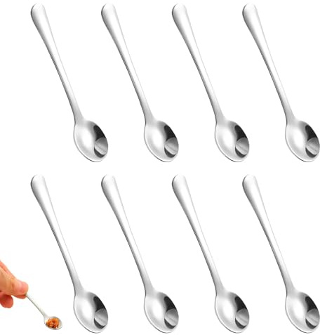 8 cucharas pequeñas de acero inoxidable, 7,5 cm, de acero inoxidable, para especias, especias, yogur, especias, café, azúcar, etc