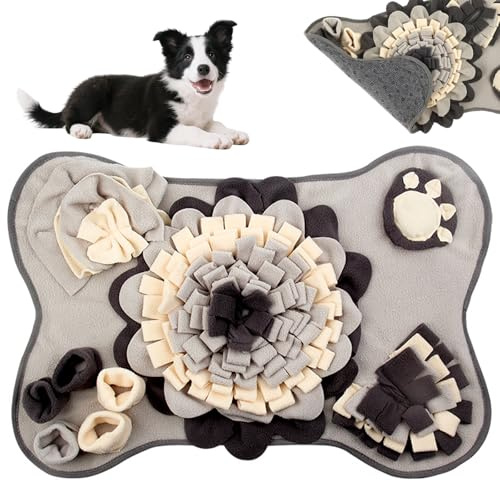 Meunhy Snuffle Mat for Dogs,Puppy Slow Feeding Training Pad for Smell Training,Interactive Pet Puzzle Toys Anti Slip Dog Feeding Mat for Puppies Small and Medium Dogs (Grey, 64x43cm)