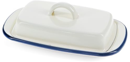 Enamel Butter Dish - Blue Rim