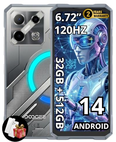 DOOGEE Blade GT Pro 5G, Pantalla 6,72″ FHD+ 120 Hz IPS, 32 GB RAM + 512 GB (expandible hasta 2 TB), Batería 10 300 mAh con Carga Rápida 33W, Cámara AI 100 MP + 8 MP + 2 MP, Plata Cristal de Hielo