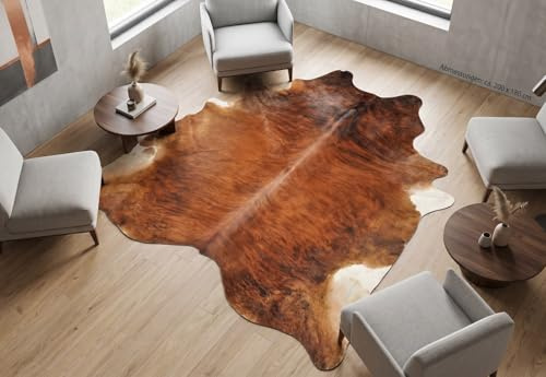 Kuhfelle Online & Nomad Exklusives Kuhfell Braun Exotisch 230 x 210 cm – Echtes Rinderfell aus Brasilien – Großes Naturfell Teppich für Wohnzimmer, Schlafzimmer & Landhausstil