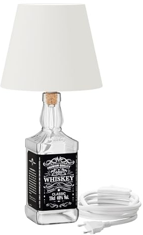 ledscom.de Tischlampe FLAKO, Textilkabel weiß, Lampenschirm weiß, inkl. 3-Stufen E27 LED Lampe