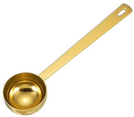 sourcing map Measuring Spoon, 25ml Long Handle Table Scoop Gold | Teaspoon,Coffee Scoop,Spoon for Ground Coffee Tea Sugar Cooking Baking,