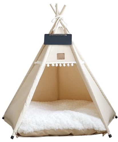 Hunde- und Katzen-Tipi tragbare Haustier-Tipi-Zelte mit Kissen und Kleiner Tafel 50 8 cm hoch waschbar für den Innenbereich Hundehütte süßes Welpenbett für Haustie
