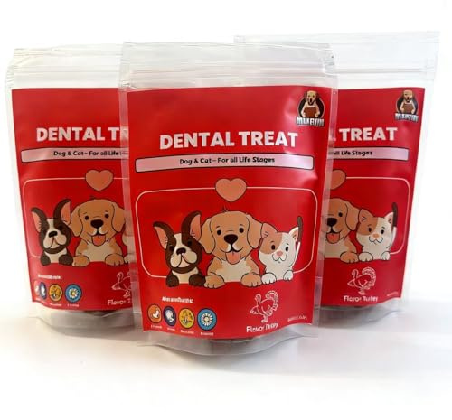 Premium Dental Care Functional Pet Training & Reward Treats for Dogs & Cats - Fresh Turkey & Wild Boar Recipe-With Activated Charcoal & Green Tea -Tartar Support & Fresh Breath–Triple Packages 3x 100g