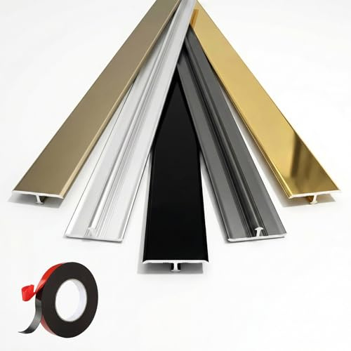 Coprifilo Pavimento A T In Alluminio, Raccordo Professionale Per Superfici Diverse, 270cm Giunto Di Dilatazione Per Parquet Adesivo E Gres, Profilo Di Finitura Estetico(Gold,3pcs*90 * 5cm)
