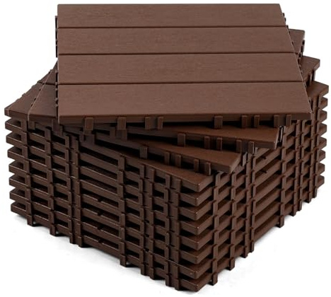 Vkechh Set di piastrelle per balcone, 6 m², confezione da 66, 30 x 30 cm, in polipropilene con spessore di 2 cm, retro a nodi per drenaggio, resistente ai raggi UV e facile da pulire, per esterni