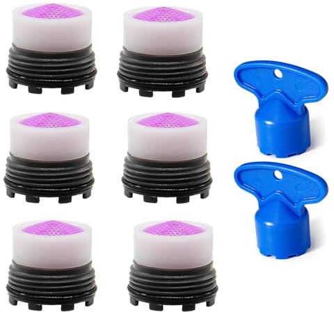 CUEMOON 6 Pezzi Aeratore Rubinetto, Rompigetto Rubinetto M16.5 Aeratore Rubinetto del Filettatura,Rompigetto Rubinetto Cucina Plastica, Filtri Rubinetti Lavandino Per Bagno, con 2 Chiave Aerator