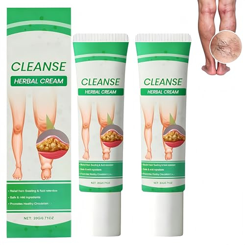 Crème pour les jambes, drainage lymphatique et amélioration de la circulation, pommade contre les jambes lourdes, pour jambes fatiguées et douloureuses, réduit la rétention d'eau (2 Pièce)