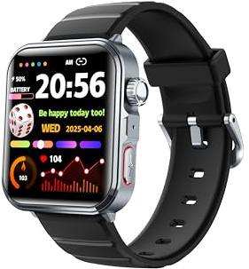 TIMENIL Senior Smart Watch with ECG HRV Monitoring, Blood Oxygen & Heart Rate Tracker, 1.90 Inch IPS Screen, Emergency SOS Alert Function