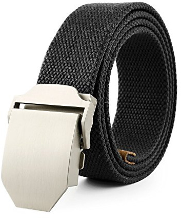 MIMA Herren Militär Gürtel Stoffgürtel Leinwand Canvas Stoff Gürtel mit Glatt Schnalle Canvas Jeansgürtel Belts (Schwarz)