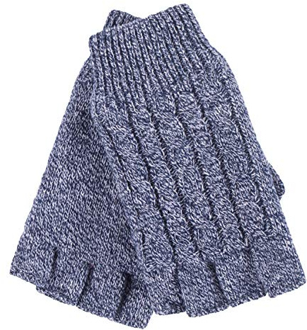 HEAT HOLDERS - Damen Thermo Winter Strick Fingerlos Handschuhe mit Plush Fleece Gefüttert (One Size, Blau)