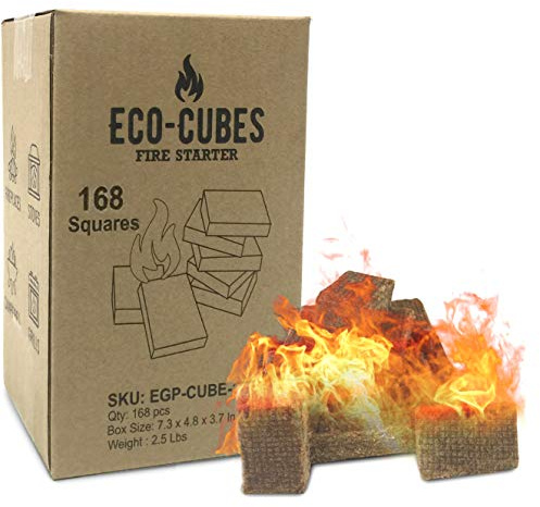 Eco Cubes Fire Starter Squares – Great Fire Starters for Wood Stove, Fireplace, Charcoal Grill – Quantity 168
