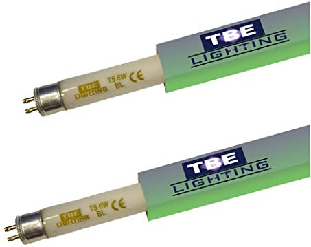 TBE Lighting Lot de 2 tue-mouches UV 6 W – T5 BL 368 nm – Ampoules ultra violettes pour tuer les insectes – Culot G5 à 2 broches – Longueur 225 mm
