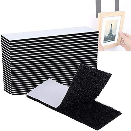 18 Pcs 1.2'' x 3.9'' Tape Self Adhesive, Hook Loop Strips Tape, Heavy Duty Strong Reusable Wall Fastener,Indoor Outdoor Use for Holds Picture Frame and Tools