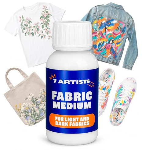 7 Artists Medium per Tessuti 125 ml – Trasforma Gli Acrilici in Colori per Tessuto Lavabili | Finitura Morbida, Flessibile e Opaca | Medium Acrilico per T-Shirt, Jeans, Borse