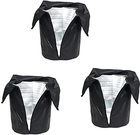 SUFUBAI 3 Stück Blumentopf-Abdeckung für den Winter, Outdoor-Garten, Pflanzentopfschutz, Pflanzenschutz, Frostschutz mit Kordelzug und Reißverschluss für Topfpflanzen, Sträucher, Obstbäume
