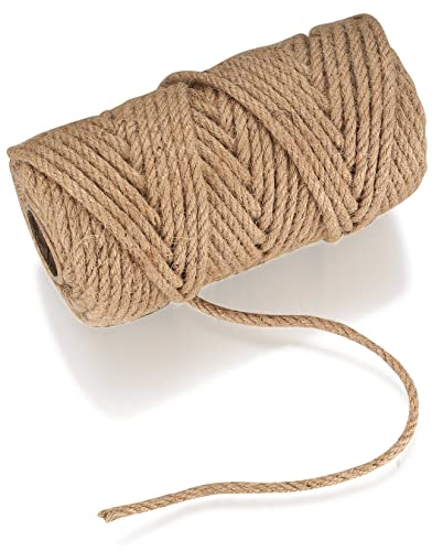 6mm Thick Jute Ropes, 50 m/ 164 Feet Jute Twine, Natural Cat Scratch Post Ropes, Hemp Rope, Sisal Rope for Floristry DIY Arts Crafts Packing Cat Scratcher Gardening Bundling Decoration