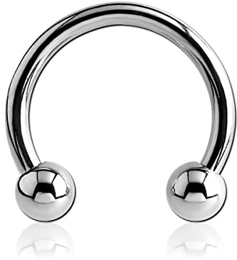 Fer à cheval 1,0-2,5 mm en acier chirurgical 316L avec boules à visser – Piercing intime Horseshoe, Dicke: 1,6 mm | Innendurchmesser: 11 mm, Acier allié