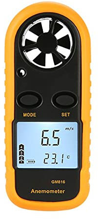 Buachois Windgeschwindigkeits Messer, Chill Tester Geschwindigkeits Messer, Digitaler Anemometer Windmesser Windgeschwindigkeitsmesser Windkraftbewertung Anemometer