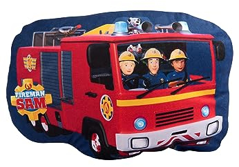 United Labels Feuerwehrmann Sam Kissen, Kopfkissen 37x26 cm, Blau Rot, Sofakissen, Dekokissen für Feuerwehr-Fans