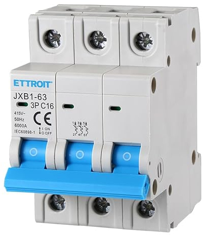 ZOREI Automatischer Leitungsschutzschalter, 3P 220V und 380V 6kA, für einphasig und dreiphasig, MCB 3P C16 16A