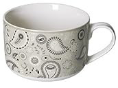 Brandani 52866 TAZZA COLAZIONE SHANTI TORTORA NEW BONE CHINA, cm d 12,5X9 h, Tortora con decoro Shanti