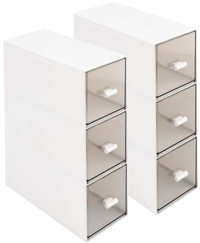 PINGEUI 2 Pcs Plastic Tea Box Organiser, Tea Bag Storage Boxes with 3 Drawers Kitchen Storage Box for Different Types of Teabags, Coffee, Sugar Sachets