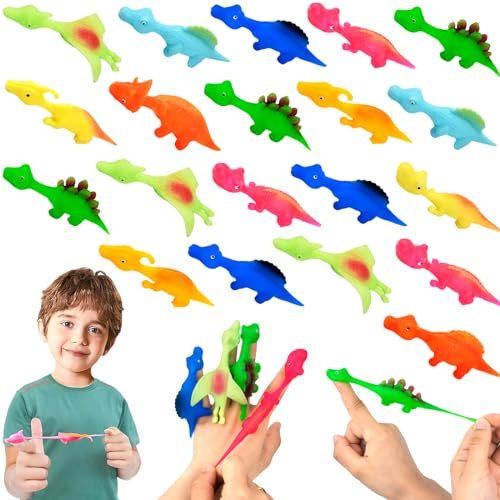20 Stück Schleuder Dinosaurier Spielzeug, Slingshot Dinosaur Finger Toys | ,Schleuder Dinosaurier Fingerspiel, Lustige Fliegende Dinosaurier Schleuder Spielzeug für Kinder
