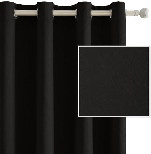 Ystyle Verdunklungsvorhänge 2er Set, Thermovorhang Gegen mit Ösen, 140x240 cm, Modern Gardinen Abdunkelnde Vorhänge Wohnzimmer Schlafzimmer, Schallschutz Vorhang, Nero