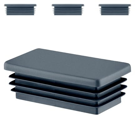 EMFA Lamellenstopfen für Rechteckrohre 100x20 mm Anthrazit, 4 Stück | Rechteckstopfen, Rohrstopfen, Endkappen, PE-Kunststoff