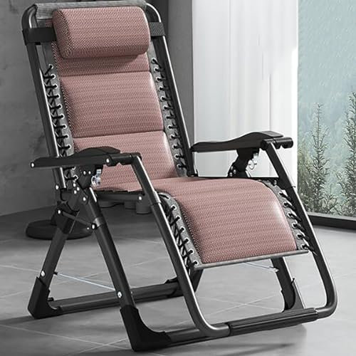 BEOTAY Strandliege Mit Herausnehmbarem Tablett,Sonnenliege Klappbar,Relaxliege Garten Für Deck,Terrasse,Hof,Einstellbar Liegestuhl Balkon,Ladegewicht 150Kg,Atmungsaktiv,Rosa