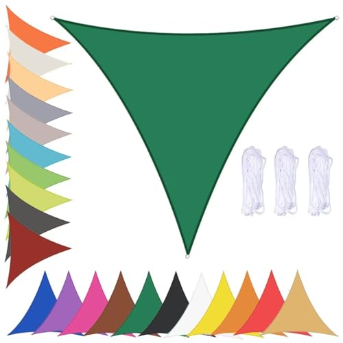 Sun Shade Sail Triangle Waterproof Awnings for Patio Outdoor Garden Canopy Shade Sails with Grommets Sunscreen Awning 90% UV Protection Dark Green 6x6x6m