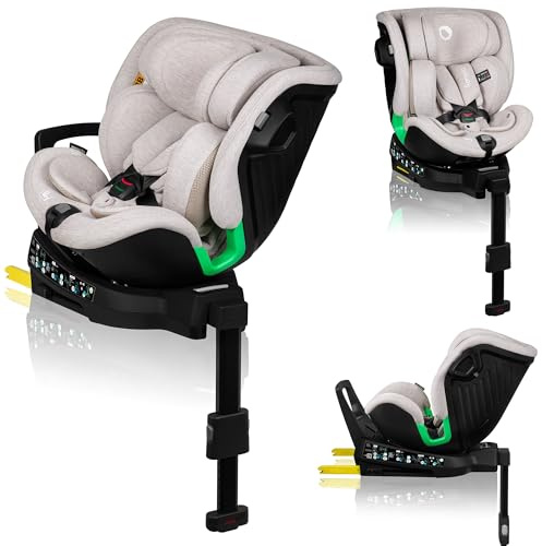 LIONELO HARMONY I-SIZE Drehbarer Kindersitz 360° für Kinder von 40-150 cm | Montage mit ISOFIX + Stabilisierungsbein, Kopfstützen- und Rückenverstellung, Dri-Seat Reduktionseinlage
