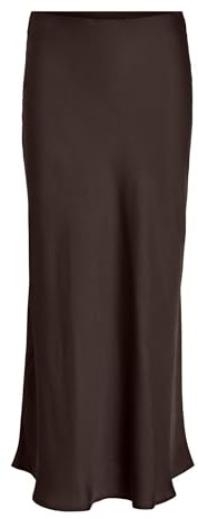 Vila dam Viellette Hw lång kjol Noos satinkjol, Kaffeböna, 38