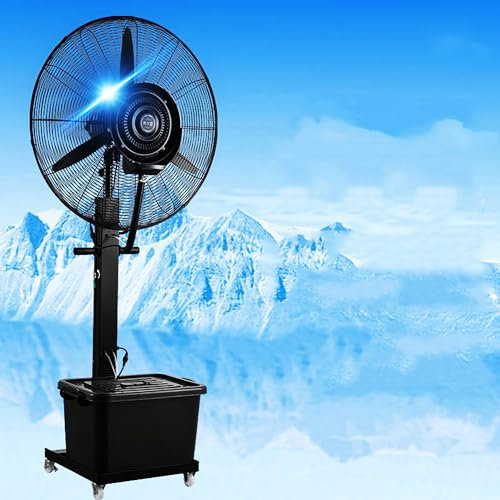WTTTTW Portable Misting Fan, Heavy Duty Pedestal Oscillating Fan, Outdoor Cooling Fan w/Mister & Water Tank, Standing Floor Fans for Patios Workshop Warehouse Industrial Camping