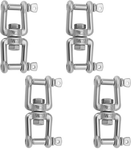 ECSiNG 4 grilletes giratorios de acero inoxidable 316 M6 x 67 mm, conector de anclaje de doble mandíbula para jardín, patio, barco y uso al aire libre