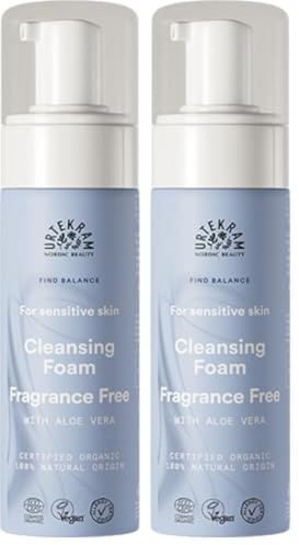 Urtekram Parfümfreier Reinigungsschaum mit feuchtigkeitsspendender Aloe Vera für empfindliche Haut - Find Balance - vegan und natürlich, 150 ml (Packung mit 2)