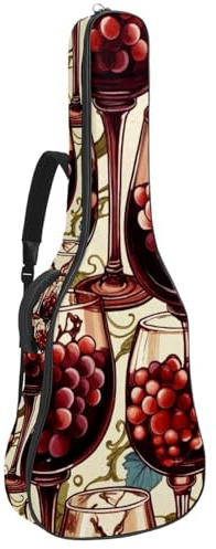 Bassgitarrentasche, 101,6 cm, 101,6 cm, doppelter verstellbarer Schultergurt, Akustikgitarre, Gigbag, Gitarrenkoffer, wasserdichtes Oxford-Tuch, dicker Schwamm, Vintage-Rotweingläser, Rotweingläser im
